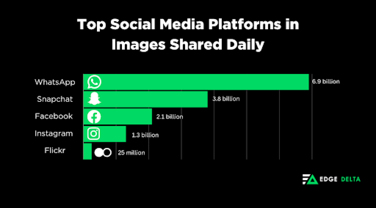 Bar Graph of Top Social Media Site Images Shared.