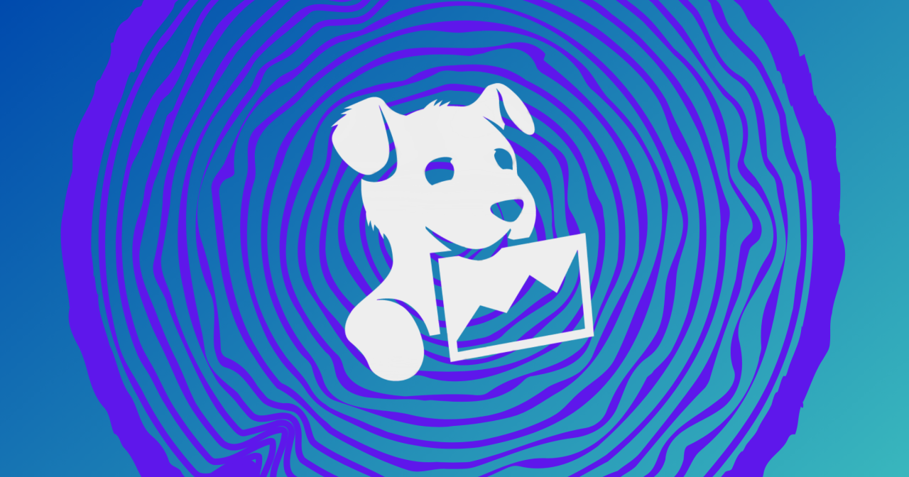 A banner image that includes a log in the background with the Datadog logo in the foreground.