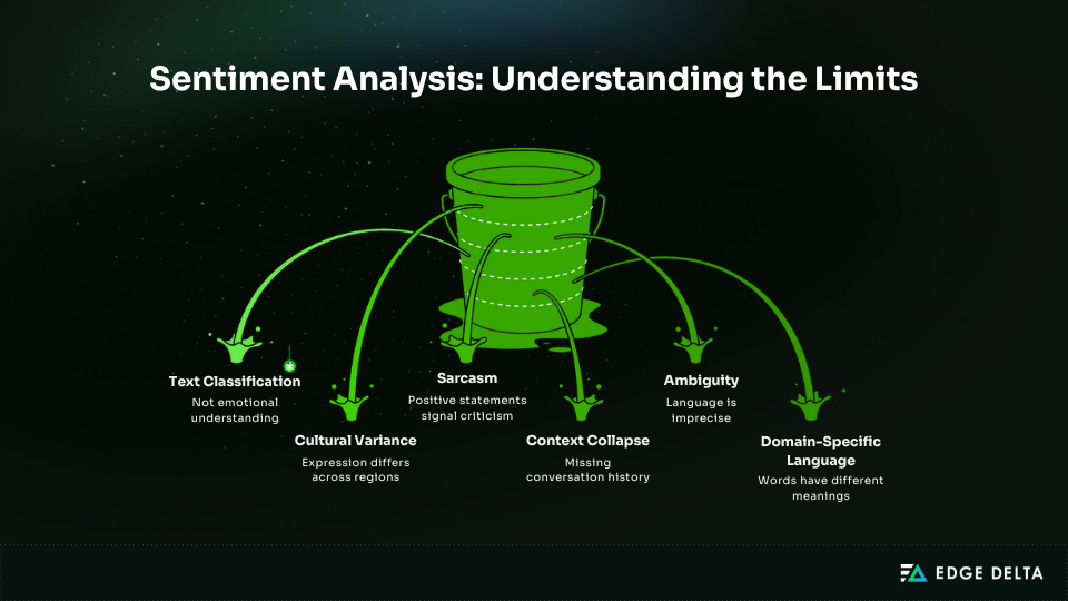 Visual summary of common sentiment analysis limitations