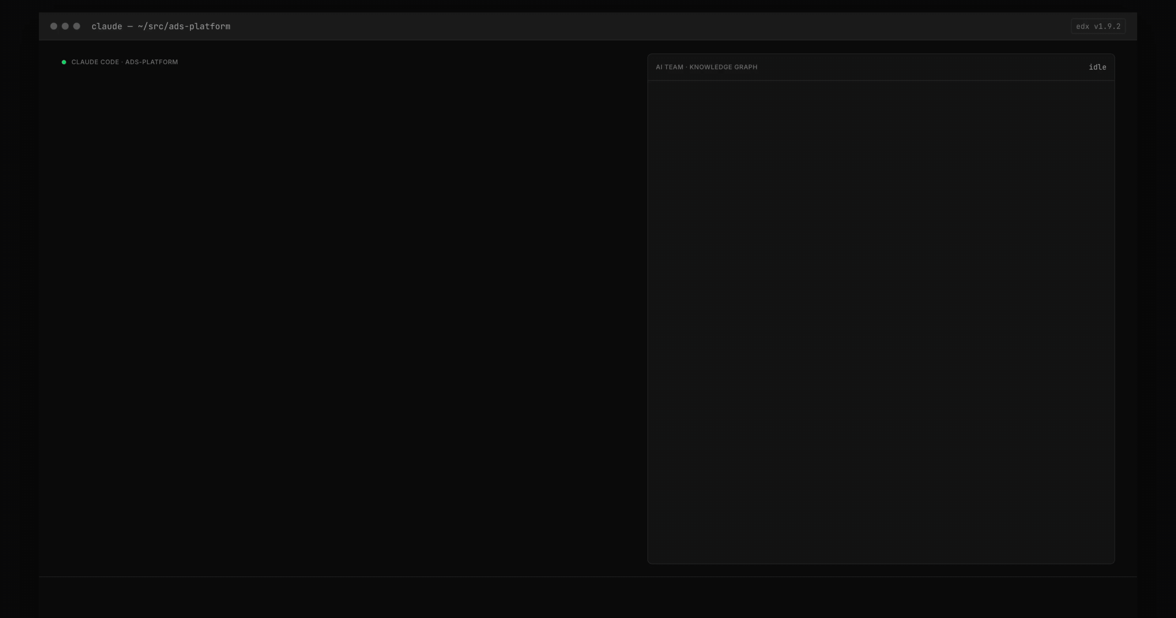 Demo of edx ai knowledge stats, search, get, and blast-radius tracing a 503 spike at api-gateway back to the ad-renderer service, its owning team, and its runbook.
